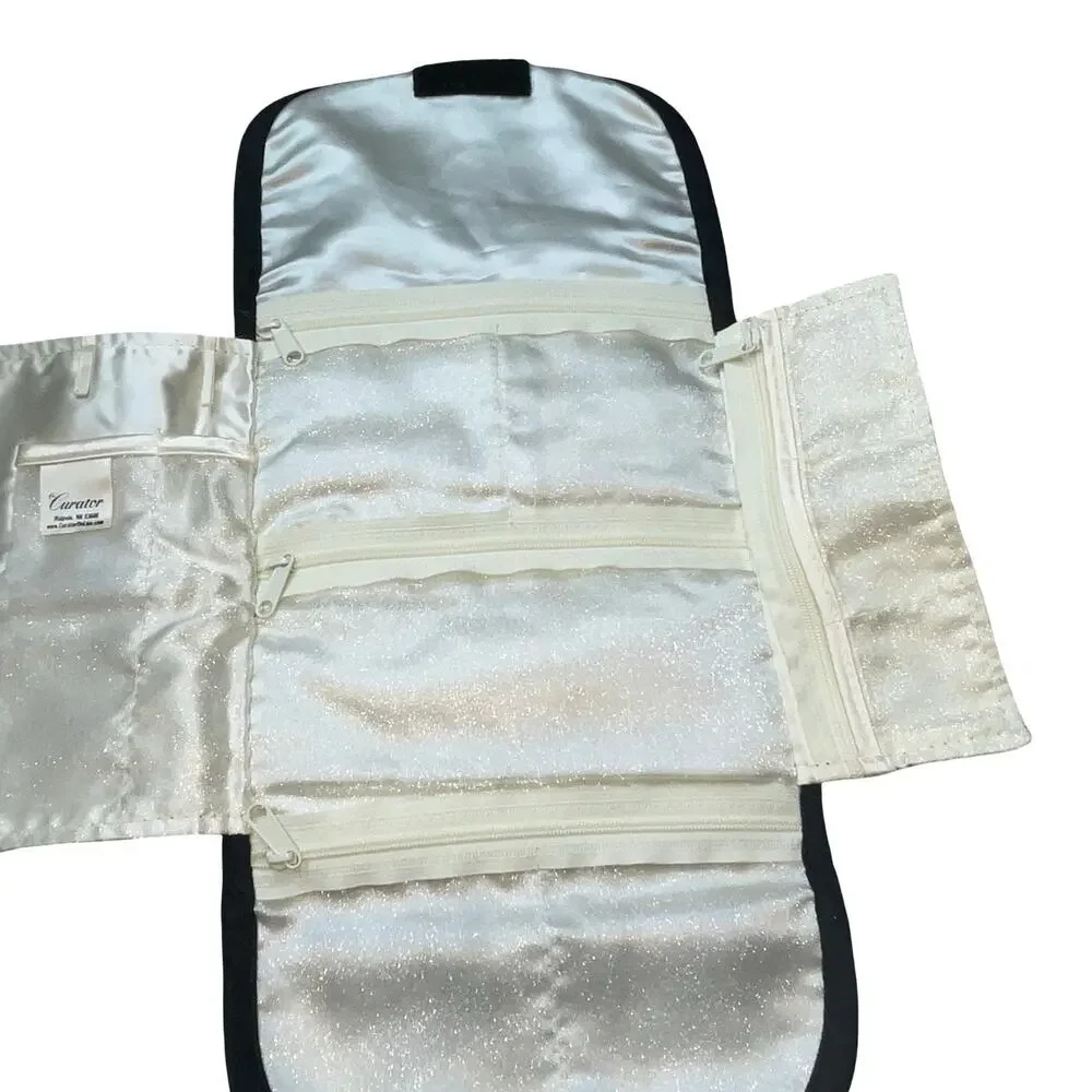 The Curator Jewelry SaQ Travel Case Anti Tarnish Roll Organizer Gray Paisley